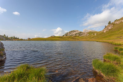 Scenic view of lake against sky