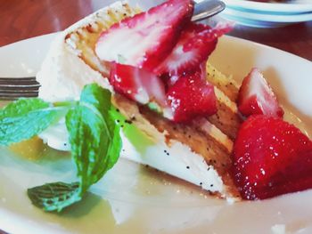 Close-up of dessert served in plate