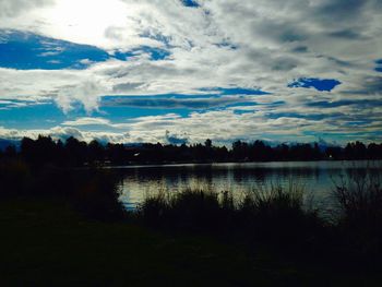 Reflection of clouds in calm lake