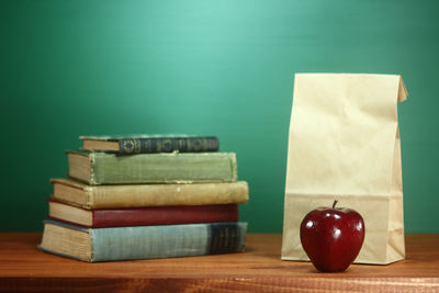 Close-up of books on table