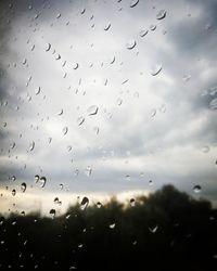 Full frame shot of raindrops on glass window