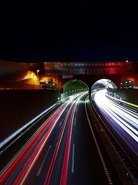 Light trails on highway at night