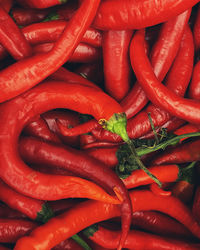 Full frame shot of red chili peppers for sale at market