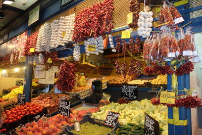 Various fruits for sale at market stall