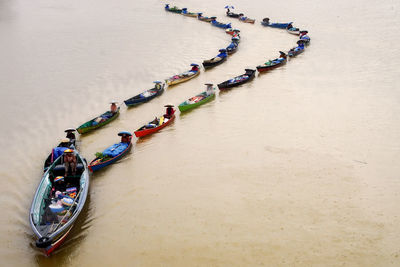 Close-up of heart shape on sand