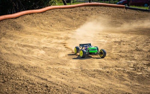 High angle view of toy car on land