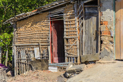 Houses made of clay and cement on the banks of the grand paraguacu river, bahia, brazil.