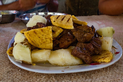 Close-up of food served in plate