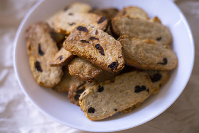 Close-up of cookies in plate