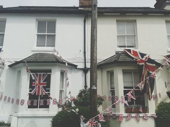 British flags outside building