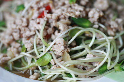 High angle view of chopped vegetables in bowl