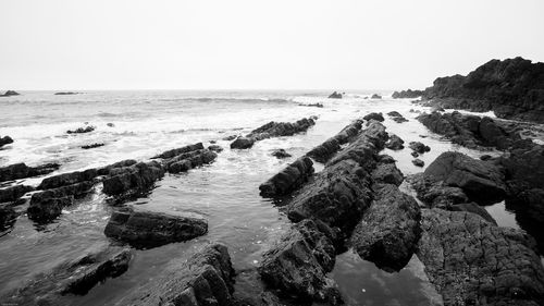 Scenic view of sea against clear sky