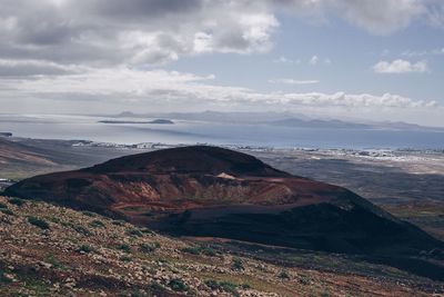 Scenic view of land against sky