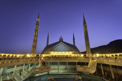 View of swimming pool at night