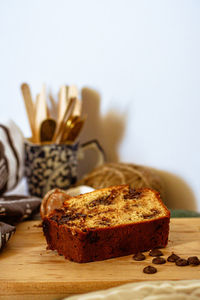 Close-up of bread on cutting board