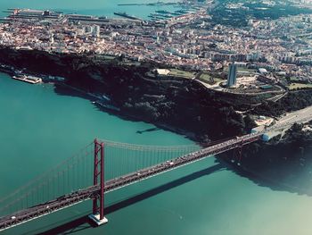 High angle view of bridge over river