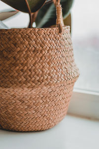 Close-up of wicker basket