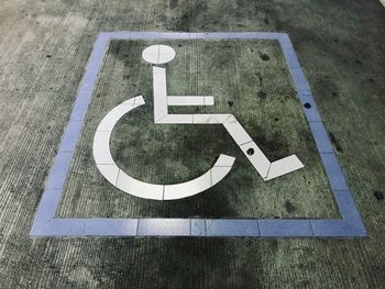 Wheelchair access sign on road