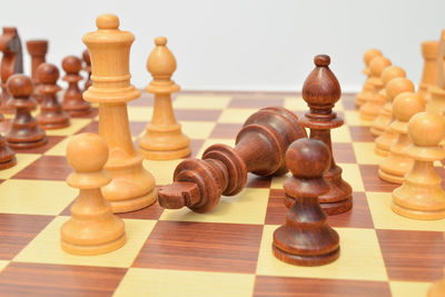 Close-up of chess against white background