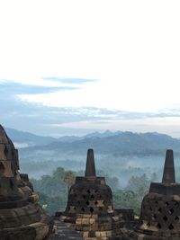 High angle view of temple against sky