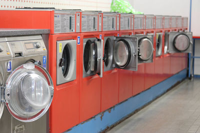 Close-up of vintage machine in a wash-salon 