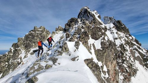 Low angle view of snowcapped mountain