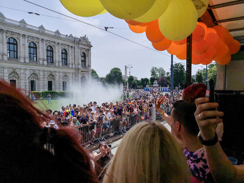 Group of people in front of building