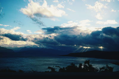 Scenic view of sea and mountains