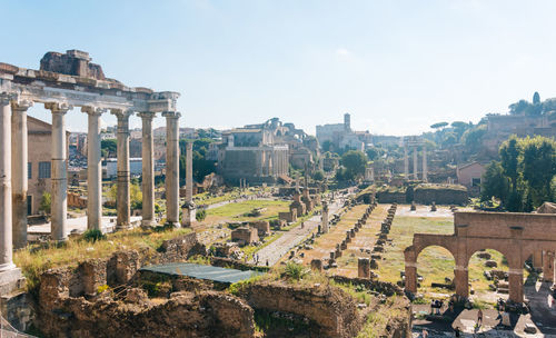 Roman forum against sky in city