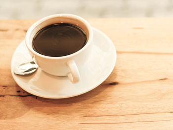 High angle view of coffee on table