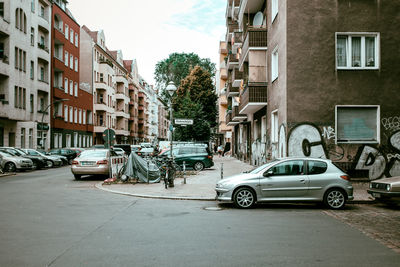 Cars parked on street