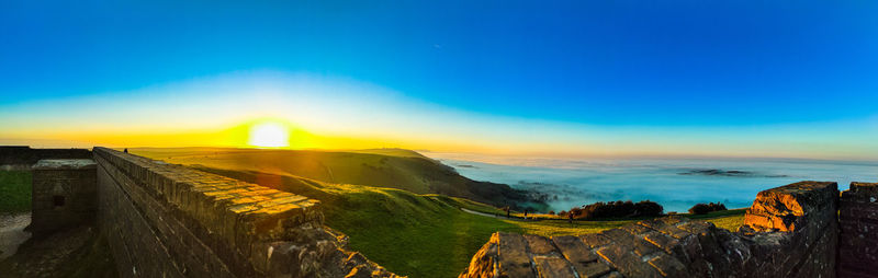Scenic view of landscape against sky during sunset