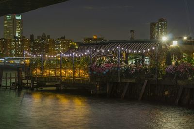 Illuminated city at night