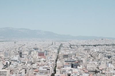 Cityscape against clear sky