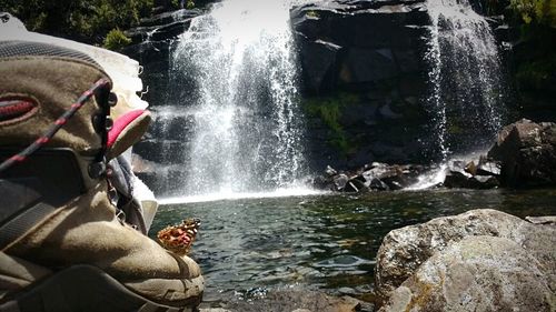 Scenic view of waterfall