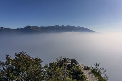 Scenic view of mountains against clear sky