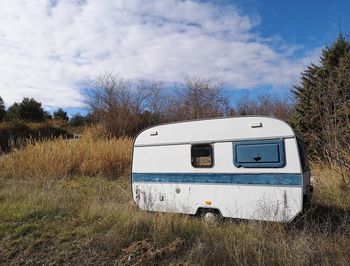 Old caravan abandoned in the countryside