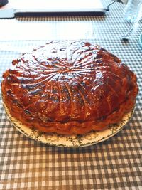 High angle view of cake on table