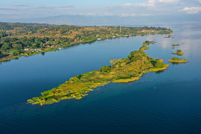 High angle view of sea against sky