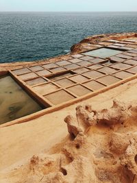High angle view of beach against sky