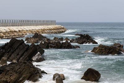 Scenic view of sea against clear sky
