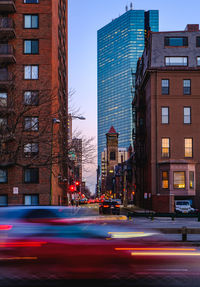 Light trails on city street at night