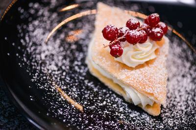 High angle view of dessert in plate