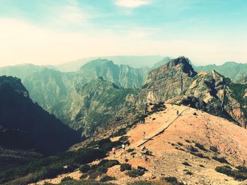 Scenic view of mountains against sky