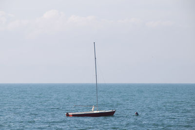 Sailboat in sea against sky