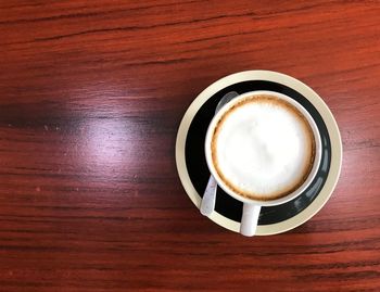 High angle view of coffee on table