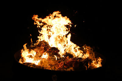 Close-up of bonfire at night