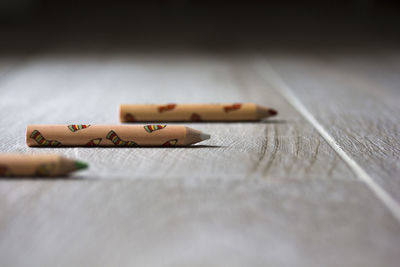 Close-up of pencil on table