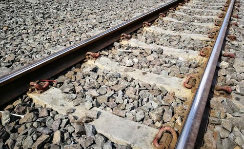 High angle view of railroad tracks