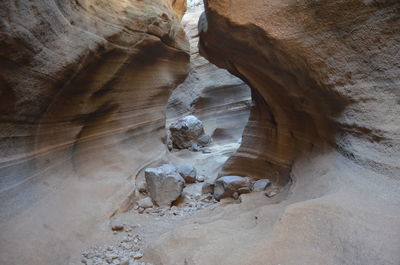 Low angle view of rock formations